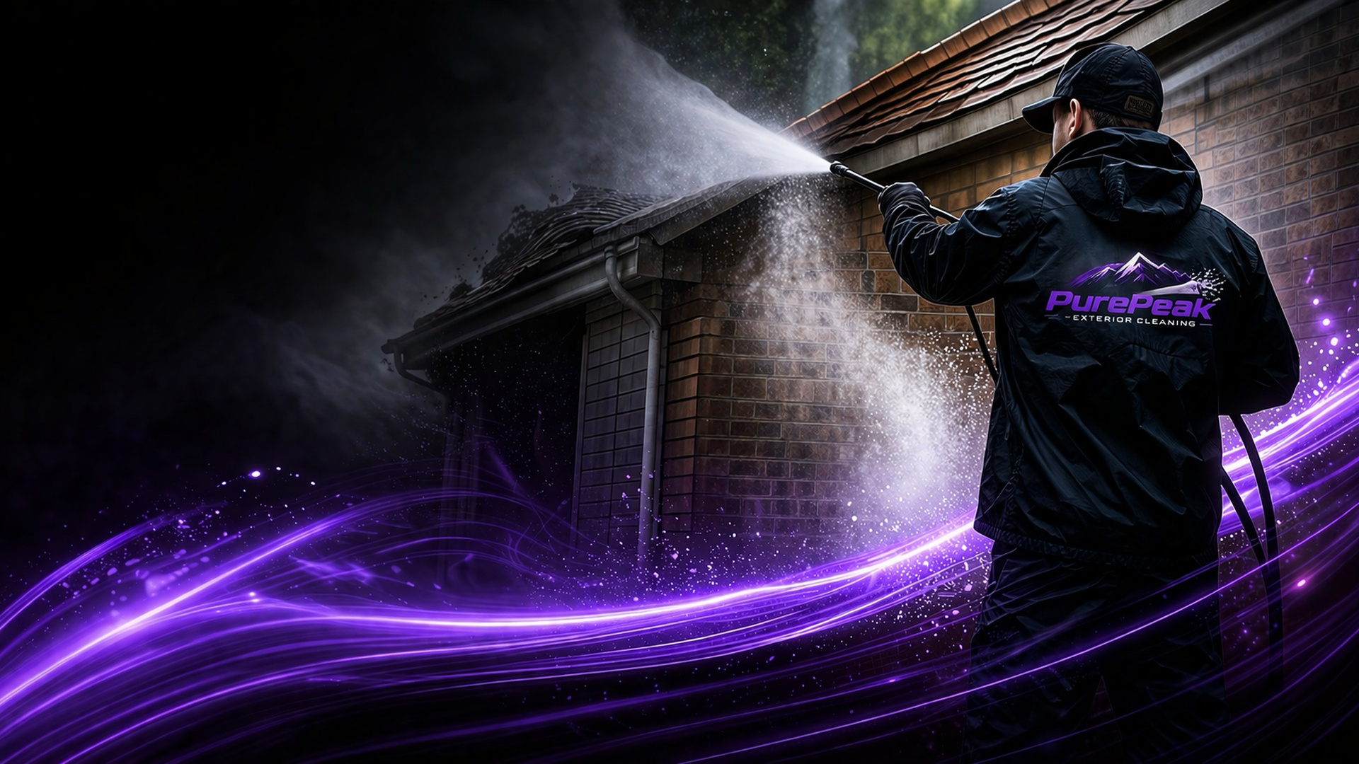 Pure Peak operative pressure washing a property